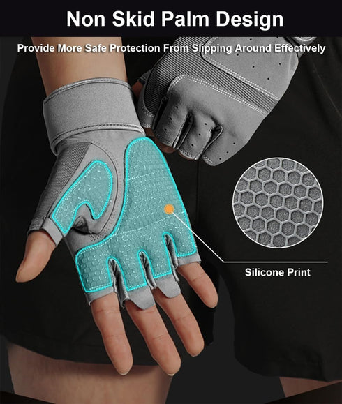 SUJAYU Workout Gloves for Men Women, Anti-Slip Fingerless Gloves for Weightlifting, Mens Workout Gloves Weight Lifting