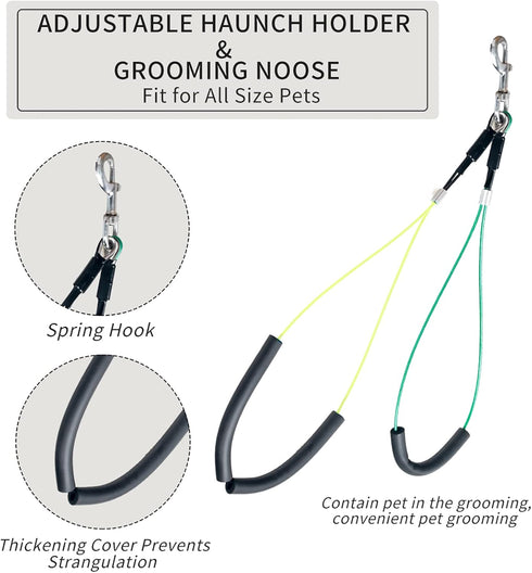 Foldable Pet Dog Grooming Arm with Clamp, Tool Loop Noose & No Sit Haunch Holder for Medium & Small Pets