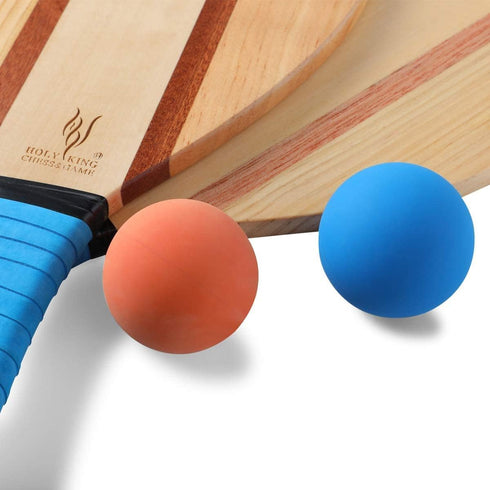 Holyking Beach Paddle Ball Set - Wooden Tennis Racket with 2 Paddles, 2 Balls & Carry Bag
