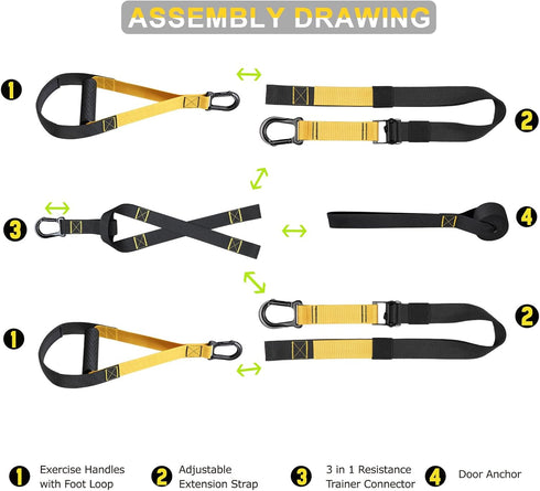 Home Resistance Training Kit - Exercise Straps with Handles, Door Anchor, Guide for Full-Body Home Workouts