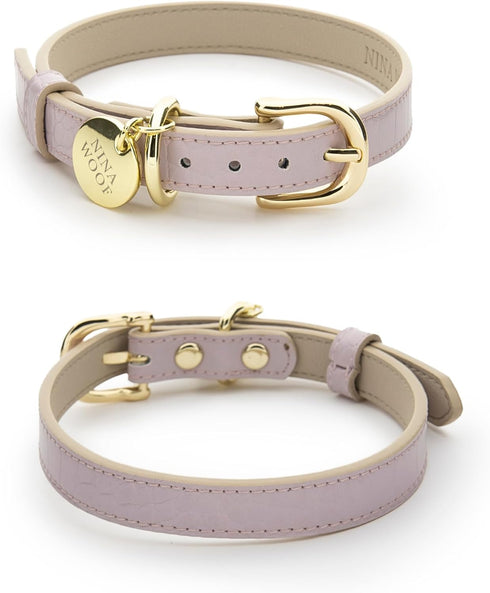 Milan Vegan Leather Dog Collar - Padded Luxury Adjustable Buckle Collar for Small to Large Dogs - Color Lilac, Size
