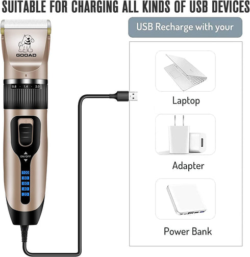 Trimmer/Pet Trimmer Dog Clippers for Grooming,Dog Grooming Kit for Heavy Thick Hair&Coats/Low Noise Rechargeable