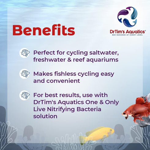 DrTim’s Aquatics Ammonium Chloride Solution - 4 oz for Fishless Cycling in Freshwater & Saltwater Aquariums