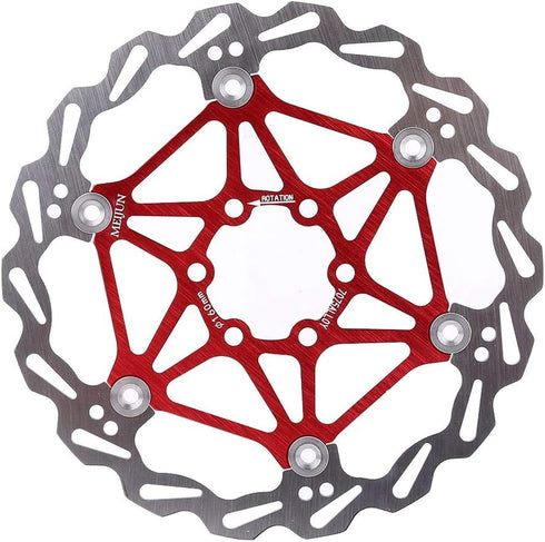 Keenso Mountain Bike Type Floating Brake Disc, 160/180/203mm Bicycle Brake Pad Cycling Accessory (180mm-red)