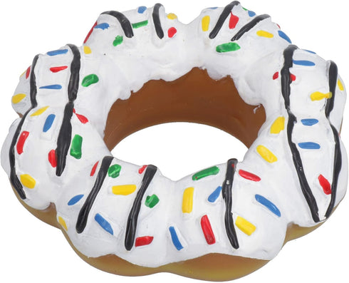 AB Tools 4x4x14cm Pet Dog Vinyl White Donut Food Dog Toy Play Toy with Squeak