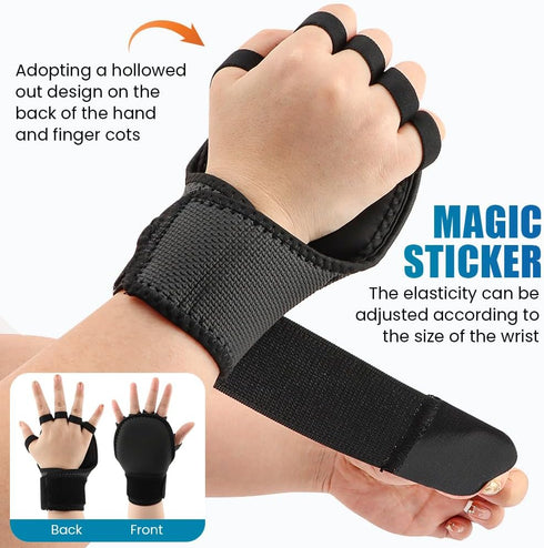 Trivolein Workout Gloves for Men & Women, Wrist Wraps for Weightlifting Fingerless Gym Gloves with Wrist Support