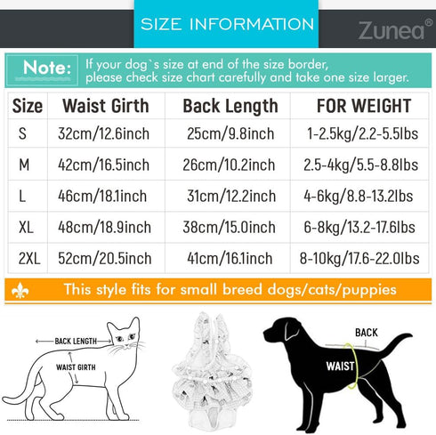 Zunea Washable Female Small Dog Diapers for XS/S Size Dogs Adjustable Suspender Reusable Puppy Sanitary Diaper Pantie