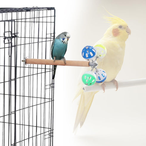 hereex Bird Perch Toy with Rotating Balls, Parrot Stand, Spinning Perch Toy for Parakeets, Budgies, Cockatiels