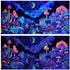 24X12IN Blacklight Mushroom Flower Aquarium Background - UV Moonlight Mountain Forest Landscape with Tape