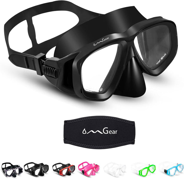 OMGear Swim Mask Dive Goggles - Snorkeling Gear with Nose Cover for Junior Adult Scuba Diving