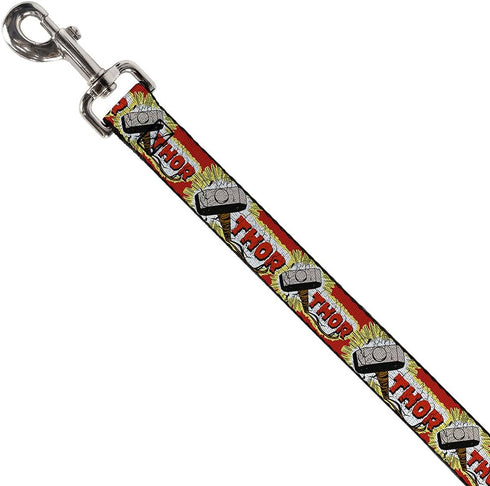 Buckle-Down Pet Leash - THOR & Hammer, Red/Yellow/White, 4 Feet Long, 1" Wide