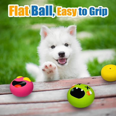 Squeaky Dog Toy for Small Dogs, Rubber Latex Puppy Toys, Soft Smile Face Squeaky Balls for Mini, Small Breeds