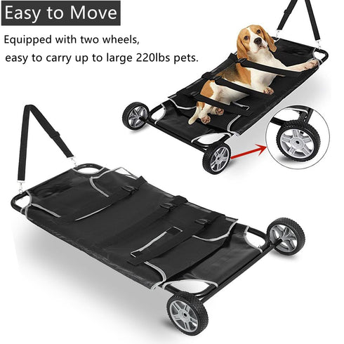 220lbs 45 22Inch Large Dog Stretcher with Wheels * Pet Transport Trolley Animal Carrier Animal Stretcher Pet Trolley