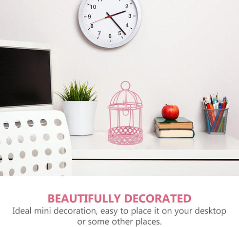 Metal Wall Hanging Bird Cage, Mini Desktop Storage Decor, Hollow Iron Organizer for Home Office