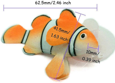 2 Pack Silicone Artificial Aquarium Floating Clownfish Decoration Fish Tank Decor Underwater Saltwater Fake Fish