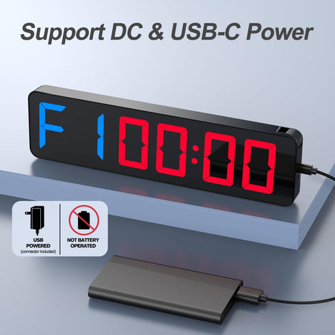 15" Count Gym Timer Large LED Display Wall Clock | Gym Interval Workout | Down & Up | Stopwatch | Adjustable Buzzer