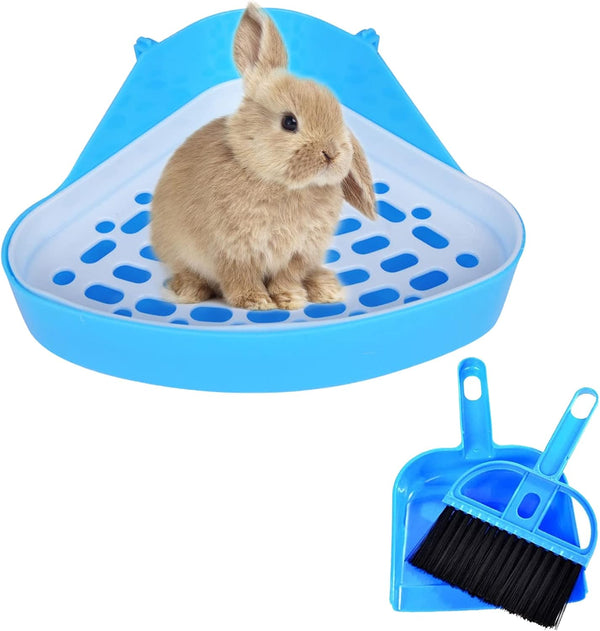kathson Small Litter Box, Guinea Pig Litter Tray for Ferret Potty Training, Corner Litter Pan
