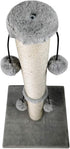 Dimaka 29'' Cat Scratching Post - Natural Sisal Rope Scratcher Post with 4 Dangling Toy Balls for Large Cats (Grey)