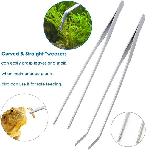 Capetsma Aquascape Tools, Long Stainless Steel Aquarium Plant Tools Set for Fish Tank Cleaning Kit