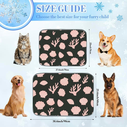 imiBBWQu Summer 27" 22" Dog Cooling Mat Seaweed Pink Black Cooling Mat for Large Dog Washable Cat Pet Pad Bed Smart Pet