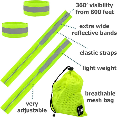 Reflective Bands for Night Walking - Arm, Wrist, Ankle Bands for Runners and Cycling Gear