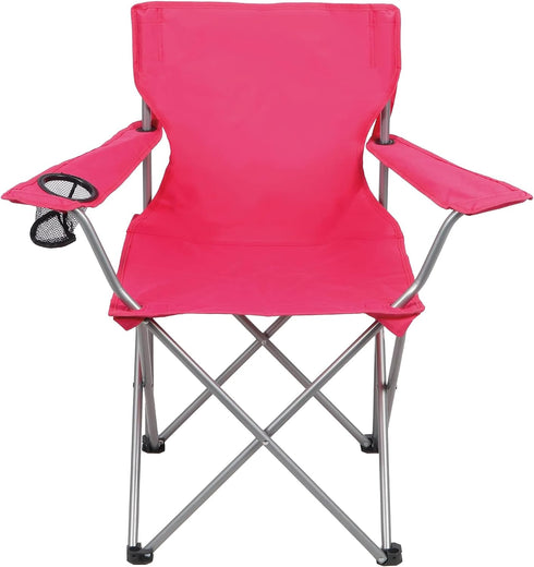 Generic Folding Camp Chair, Quad Fold with Cup Holder Steel Frame 250 lbs
