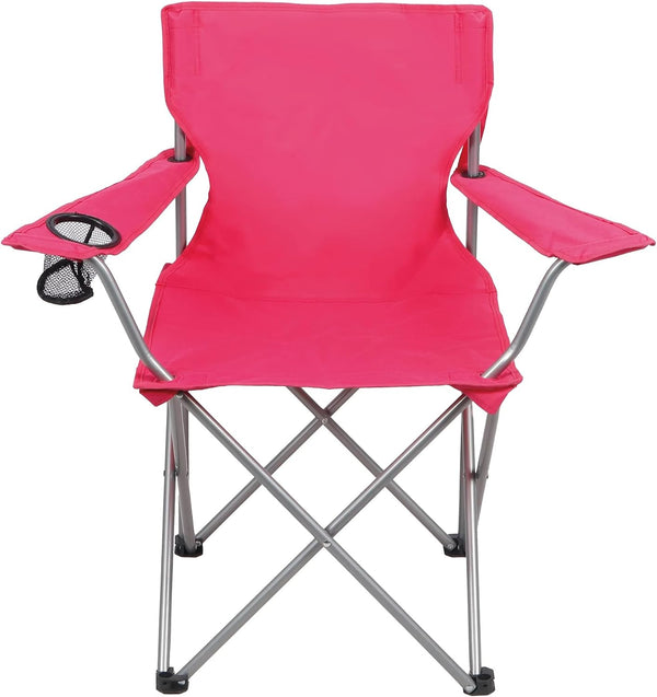 Generic Folding Camp Chair, Quad Fold with Cup Holder Steel Frame 250 lbs