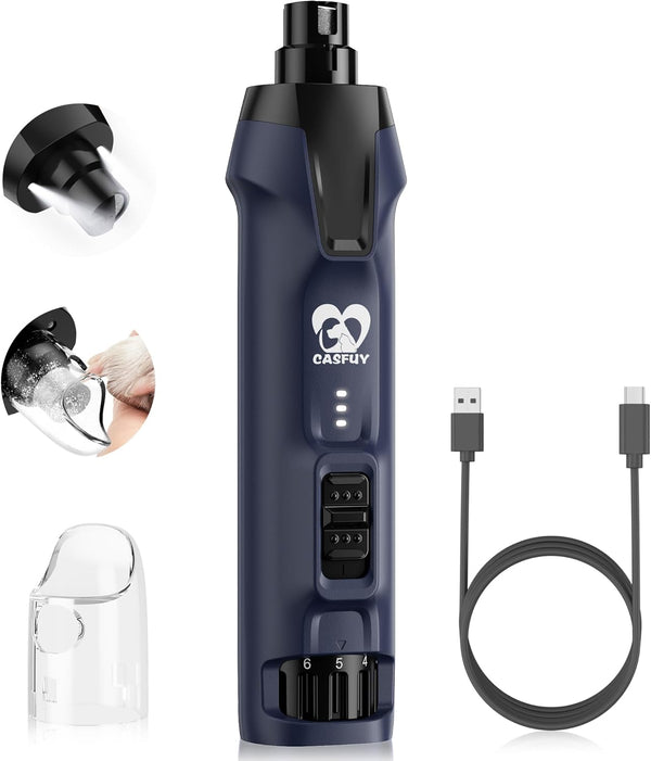 Casfuy 6-Speed Dog Nail Grinder 50%+ Boost Power Dog Nail Trimmers Quiet