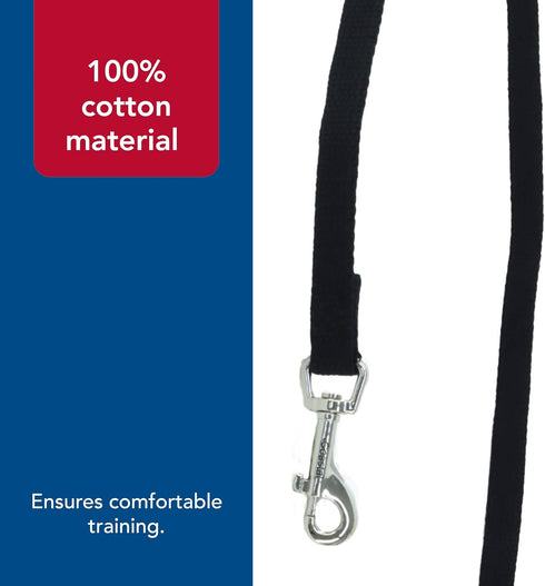 Coastal Pet Train Right Cotton Web Dog Training Leash, Black, 5/8" x 10' - 100% Cotton for Training