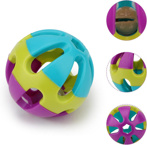 Hypeety Pet Parrot Toy - Colorful Plastic Birds Ball with Bell for Budgie, Cockatoo, Rabbit, Cat (1PC Color Random)