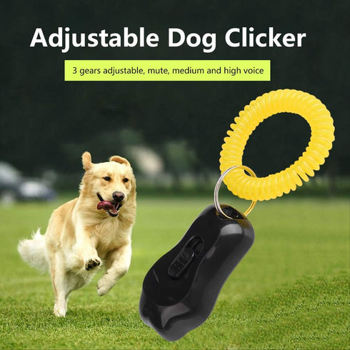 Yosoo Clicker Dog Training - Adjustable 3 Gears Pet Training Clicker with Wrist Strap for Cats and Birds (Black)