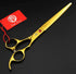 Purple Dragon 8.0" Titanium Multicolor Pet Grooming Scissors Set - Straight, Thinning, Curved with Bag