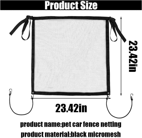 Car Dog Barrier Net, Auto Protection Mesh Pet Barrier, Adjustable Safety Divider Net for Most Cars, Trucks, SUVs