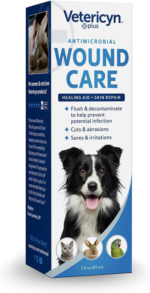 3 Vetericyn Plus Dog Wound Care Spray | Healing Aid and Skin Repair, Clean Wounds, Relieve Dog Skin Allergies, Safe