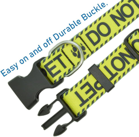Dog Collar for DO NOT PET | Sturdy Durable with Buckle | Yellow Adjustable Polyester Collar for Small Medium Large Dogs