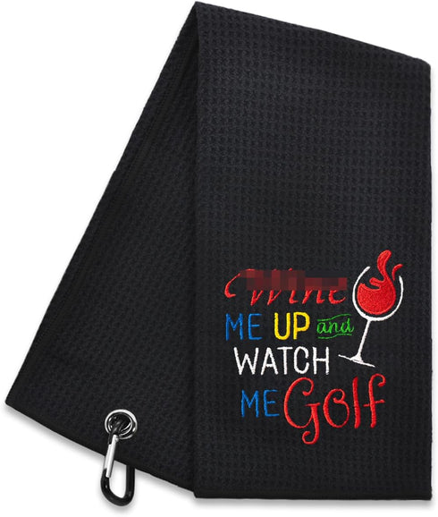 Hafhue Win Me Up and Watch Me Golf Towel - Embroidered Golf Accessories Gift for Men & Women