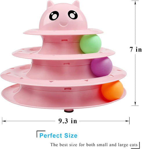 3-Level UPSKY Cat Toy Roller Turntable Cat Toy Balls with Six Colorful Balls Interactive Kitten Fun Mental Physical