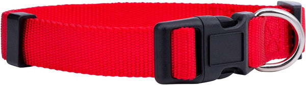 Native Pup Basic Nylon Dog Collar - Adjustable for Small, Medium, Large Pets, Cute Colors for Male, Female (Large, Red)