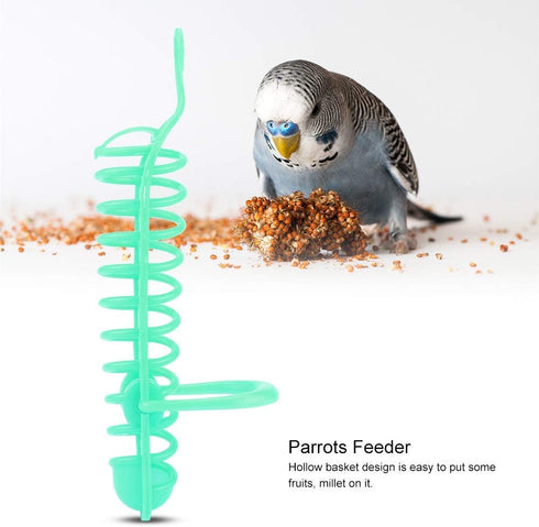 Fdit Parrots Feeder Basket, Plastic Food Fruit Feeding Perch Stand for Pet Bird Supplies