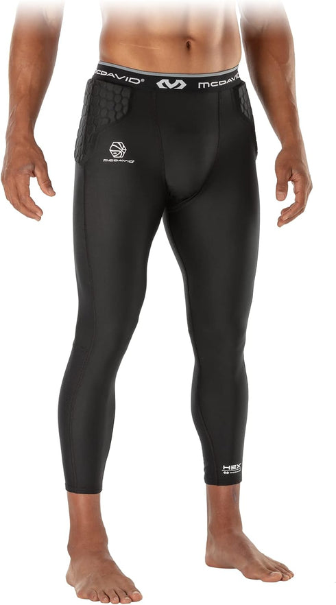 HEX Basketball 3/4 Tight with Hip & Tailbone Pads, Black, Size L