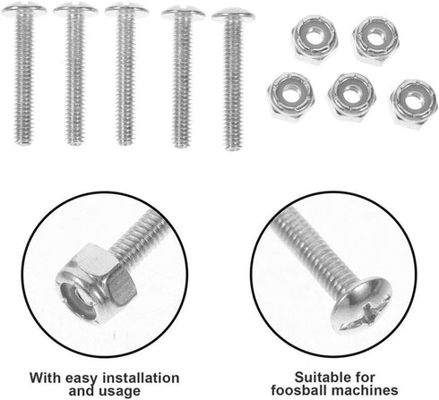 Vaguelly 10pcs Table Football Screws - Little Man Player Screws with Nuts for Table Sports Games Hardware Accessories