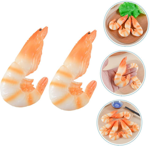 2pcs Abaodam Artificial Shrimp Model Aquarium Shrimp Tank Accessory Fake Figurines for Display