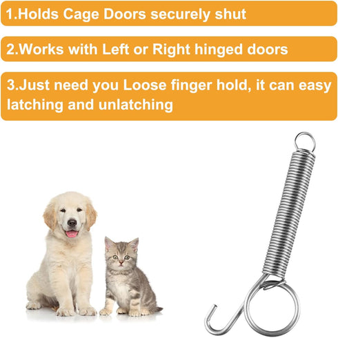 Lockable Spring Cage Latch for Pet Doors, 8.5cm, Silver