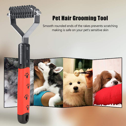 Oumefar Pet Hair Comb - Stainless Steel Pin Grooming Deshedding Tool for Cats, Dogs & Horses (M377-10)