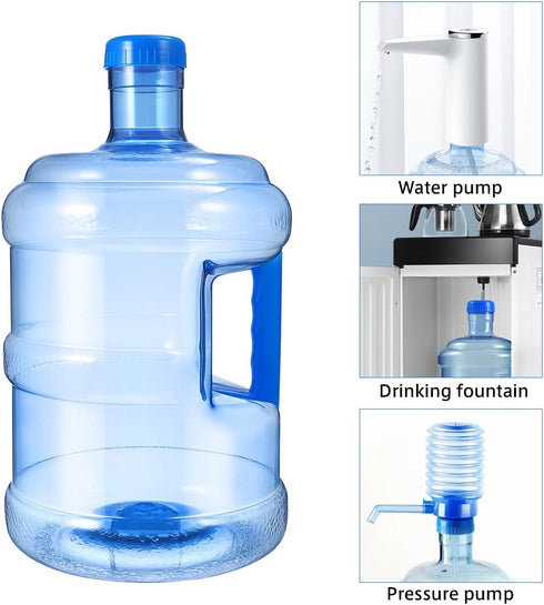 Wakauto Round Plastic Water Bottle with Handle - 2 Gallon Portable Water Jug, Large Capacity Container