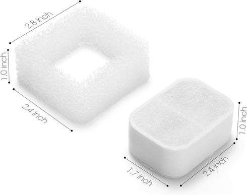 iPettie Replacement Filters for Tritone & Fiumi Ceramic Pet Water Fountain, 8PCS Carbon & 4PCS Foam Filters