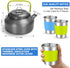 Odoland 15pcs Non-Stick Camping Cookware Mess Kit, Lightweight Pot Pan Kettle Set with Stainless Steel Cups Plates