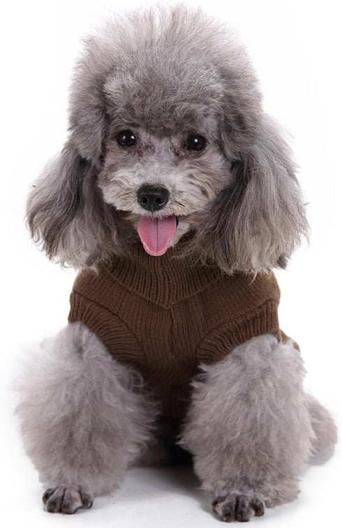 Small Knitted Dog Sweaters, Warm Winter Clothes for Pet Cat Kitten Puppy Sweater (X-Small, Brown)