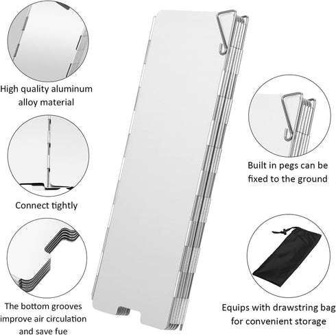 Uning Camp Stove Windscreen, 10 Plates Lightweight Folding Wind Shield for Camping Stove, Backpacking
