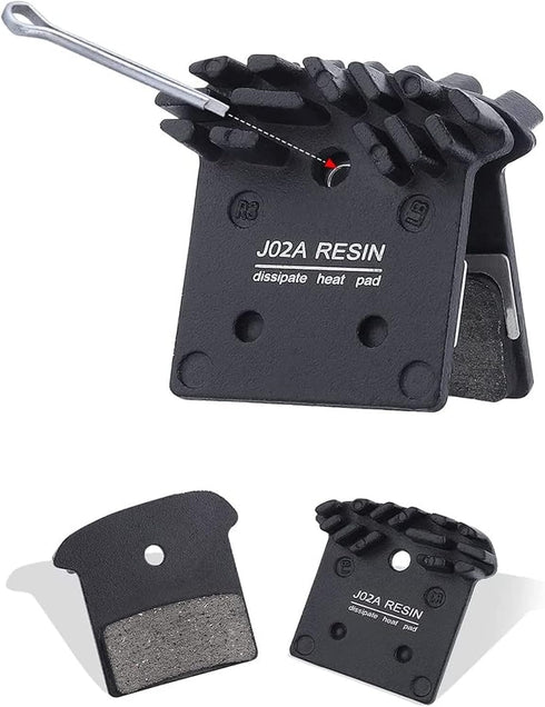 J02A Resin Disc Brake Pads with Cooling Fin, Compatible with Shimano XTR M9000/DEORE XT M8100/DEORE XT M8000/DEORE XT